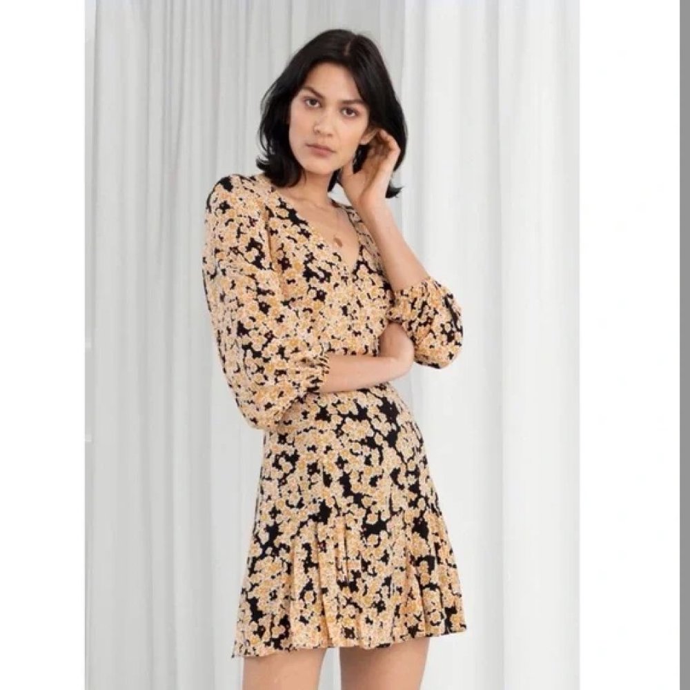 And other stories orange floral mini dress
